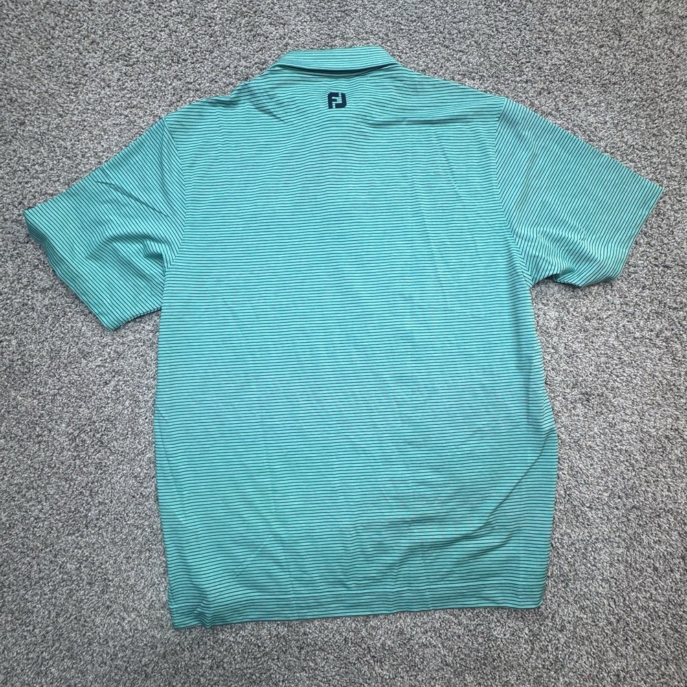FootJoy Mens‎ Size L Green Striped Short Sleeve Polo Performance Nas Jax GC Logo - Picture 5 of 7